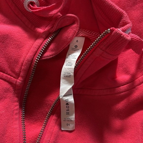 Lululemon Scuba Zip Hoodie – Pink & White | Size 6 Medium | Cotton Blend | - Picture 4 of 5